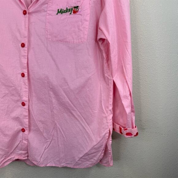 Disney Mickey Mouse Embroidered Pink Button-Up Shirt‎ Unisex Size M - Picture 5 of 13